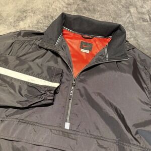 Nike Windbreaker Jacket Mens XL‎ Black Pullover Half Zip Lightweight Coat
